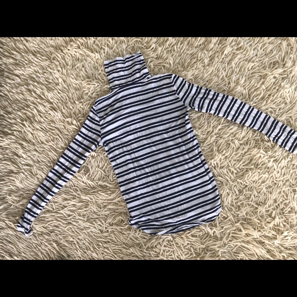 Navy and white Striped turtle neck